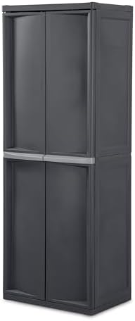 Sterilite 4 Shelf Cabinet, Lockable Utility Storage by Sterilite