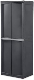 Sterilite 4 Shelf Cabinet, Lockable Utility Storage by Sterilite