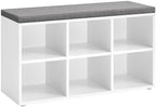 VASAGLE Shoe Bench with Cushion, 6 Compartments, 3 Adjustable Shelves by VASAGLEbySONGMICSHOME