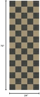 Lessymo Checkered Easy Jute 2x6 Rug, Kitchen Runner Washable Rugs Non Slip - Image 2