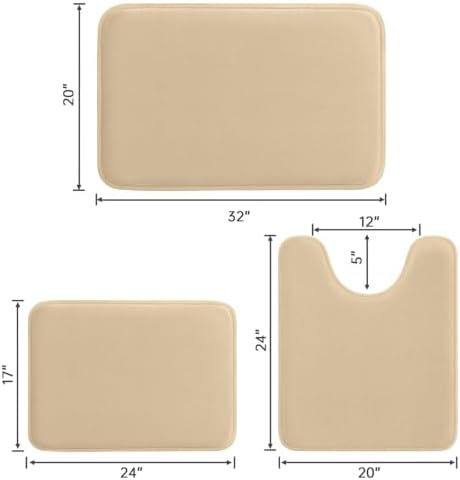 HUXMEYSON 3-Piece Memory Foam Bathroom Rug Set - Image 2