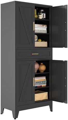 Bevivog 71" Kitchen Pantry Cabinet, Metal Storage Cabinet by BevivogStylishCabinetsOrganizeYourSpace