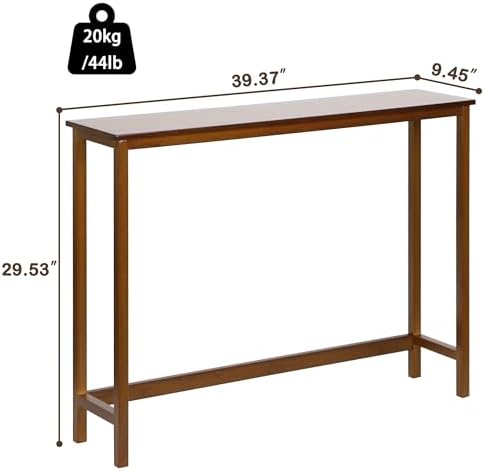 Bamboo Narrow Console Table, 39.4" Wood Small Entryway Table, Accent Slim - Image 2