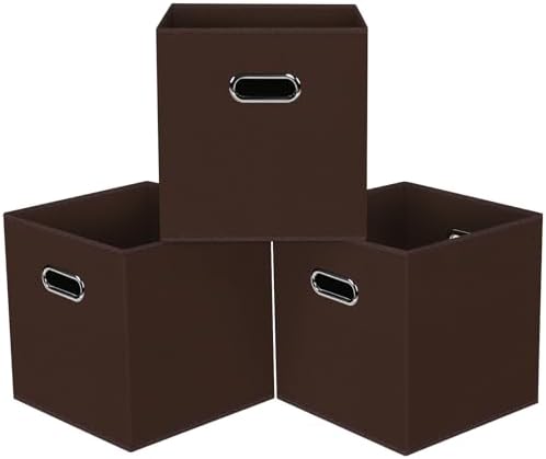 Black Foldable Storage Cubes Bins, Fabric Storage Box Cubes Organizer Baskets by HEAYEEG