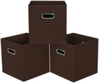 Black Foldable Storage Cubes Bins, Fabric Storage Box Cubes Organizer Baskets by HEAYEEG