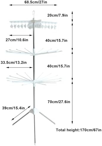 3 Tier Foldable Clothes Drying Rack, Stainless Steel 360° Rotatable Clothes - Image 2