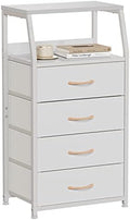 Furnulem Tall Nightstand with 4 Fabric Drawers, Small Dresser by Furnulem