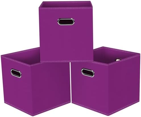 Black Foldable Storage Cubes Bins, Fabric Storage Box Cubes Organizer Baskets by HEAYEEG
