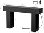 63 Inch Long Console Table w/Outlets & USB Ports, Narrow Rectangular Sofa Table - Image 2