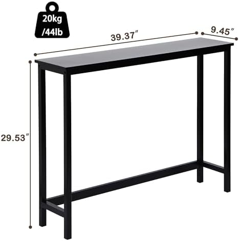 Bamboo Narrow Console Table, 39.4" Wood Small Entryway Table, Accent Slim - Image 2