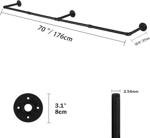 Oroonoko 70" Wall Mounted Clothes Rack, Closet Rods - Image 3