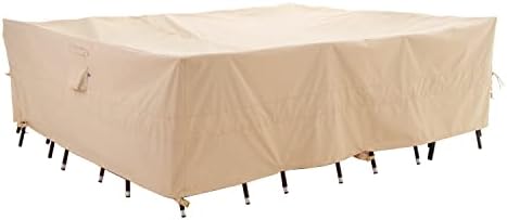 WJ-X3 Large Rectangular Beige Patio Table Cover by WJ-X3