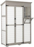 Ketive Outdoor Storage Cabinet, Fold-Down Shelf, 3 Shelves, 6 Hooks by Ketive