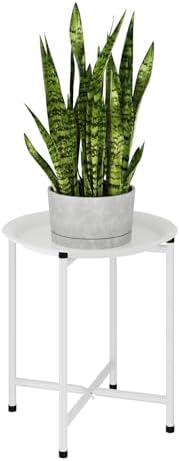 Bamworld White Plant Stand Indoor Small Plant Table Outdoor Plant Holder by Bamworld