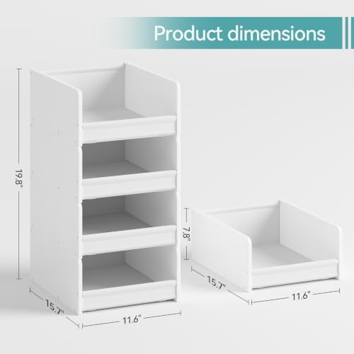 FOUCSSOMEI Closet Organizer and Storage, 4 Tier Stackable Storage Organizer - Image 3