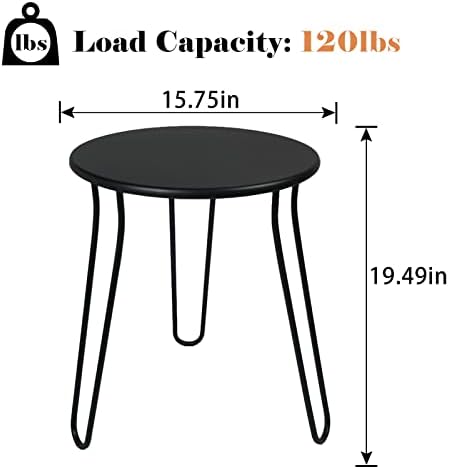 Small Patio Side Table, Weather Resistant Anti-Rust Outdoor Metal Patio Round - Image 3