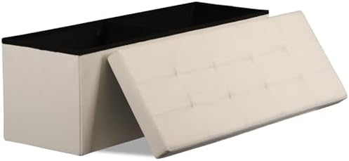 SUPER DEAL Storage Ottoman Bench, 43 Inches Folding Ottoman Foot Rest, Storage by Superdeal