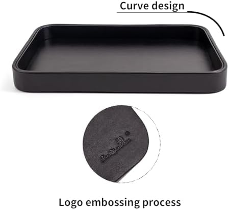Faux Leather Valet Nightstand Bedside Entry Table Catchall Tray - Image 3