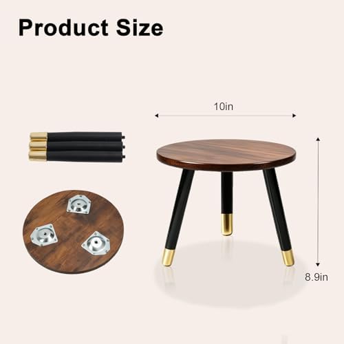 2-Pack Mid Century Plant Stand for Indoor Plants, Modern Wood & Metal Flower - Image 2
