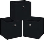Black Foldable Storage Cubes Bins, 11 Inch Cloth Storage Cube Fabric Storage by NieEnjoy