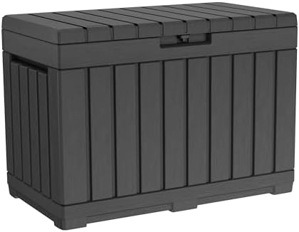 Keter Kentwood 50 Gal Outdoor Storage Box and Patio Side Table by Unknown