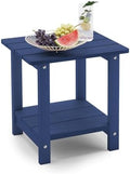 LUE BONA Outdoor Side Table, 2-Tier HDPS Small Patio Table by LUEBONA