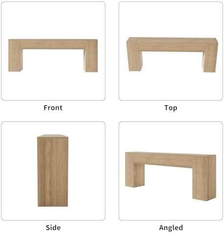 Epecoya 86-Inch Console Table for Living Room, Light Oak Brown - Image 6