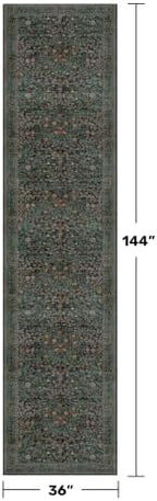 Dark Green Washable 3x12 Extra Long Runner Rug - Image 2