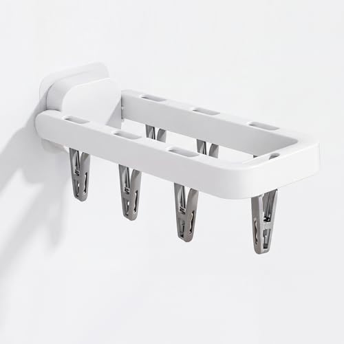Wall Mounted Drying Rack with 7 Hidden Clips by Rxuiael