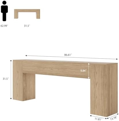 Epecoya 86-Inch Console Table for Living Room, Light Oak Brown - Image 2
