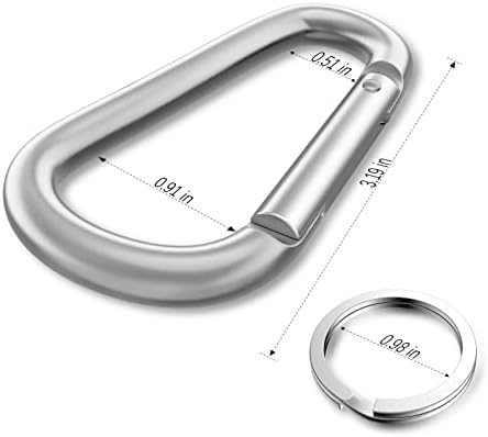 sprookber 3" Aluminum Carabiner D Ring, Caribeener Clips, Spring Snap Hook - Image 2