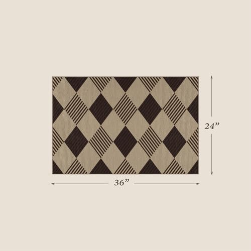 JTJ Easy Jute 2x3 Entryway Rug, Washable Non Slip Diamond Pattern - Image 2