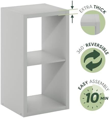 Furinno Cubicle Open Back Decorative Cube Storage Organizer, Light Grey - Image 6