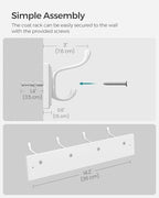 SONGMICS Wall-Mounted Coat Rack, 4 Dual Metal Hooks - Image 6