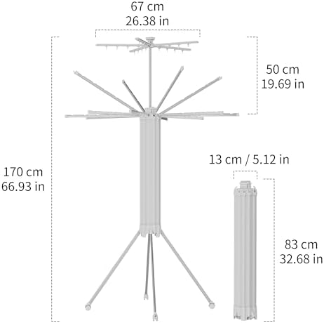RFOUO Foldable Clothes Drying Rack Aluminum 4 Legs 16 Rods Double Layer - Image 3