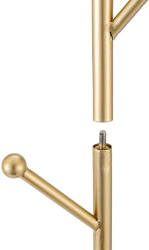 MyGift 9 Hook Wall Mounted Modern Gold Tone Metal Hat and Coat Hanger Tree - Image 4