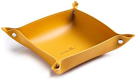 Leather Jewelry Valet Tray for Women and Man, Portable Entryway Table Tray by SANQIANWAN