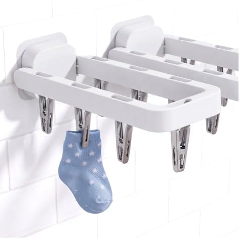 Wall Mounted Drying Rack with 7 Hidden Clips by Alxjejo