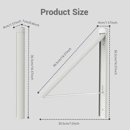 Wall Mounted Clothes Drying Rack, 65LB Folding Laundry Rack - Image 3