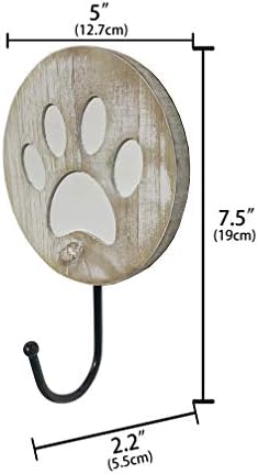 Dwellington Vintage Style Dog Paw Wall Mounted Dog Leash Hooks Rustic Farmhouse - Image 2