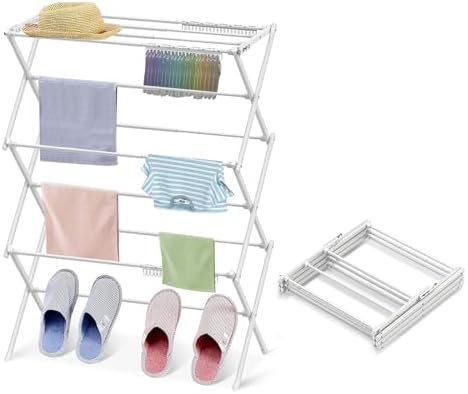 3-Tier Clothes Drying Rack Drying Rack Clothing Pure White-1pack by KeingGcopr