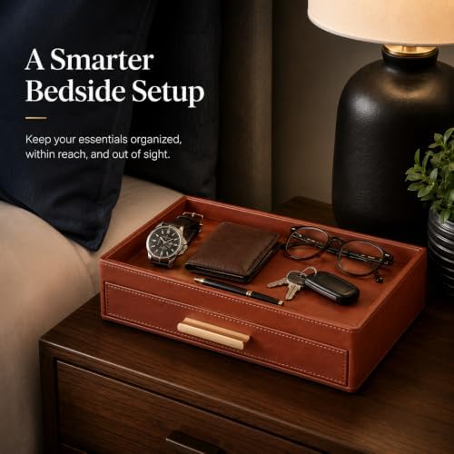 GORESE Leather Valet Tray with Drawer - Image 6