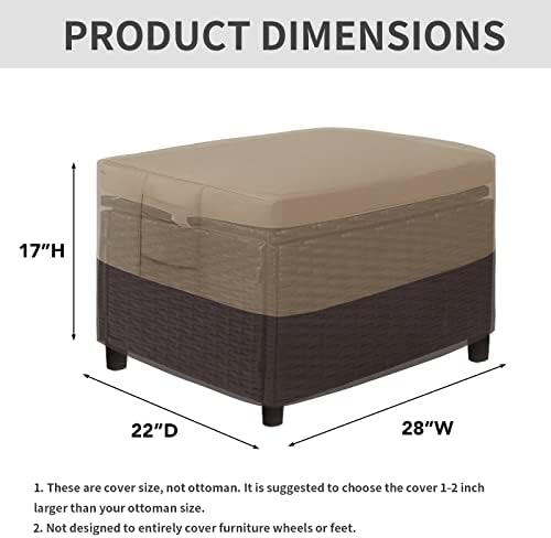 Easy-Going Heavy Duty Outdoor Ottoman Cover, Camel/Dark Brown - Image 2