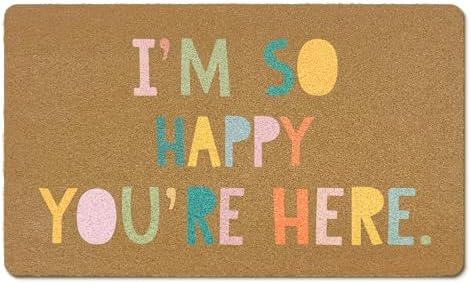 Boho Classroom Coir Door Mats Outdoor, Everyone is Welcome Here Rainbow Front by EGBTL
