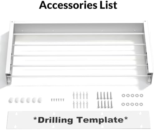 Foldable Wall-Mounted Clothes Drying Rack, 31.5 Inches, Holds up to 60 lbs - Image 7
