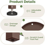 Bamworld Corner Plant Stand Indoor Outdoor Tall Metal Flower Pot Stands - Image 5