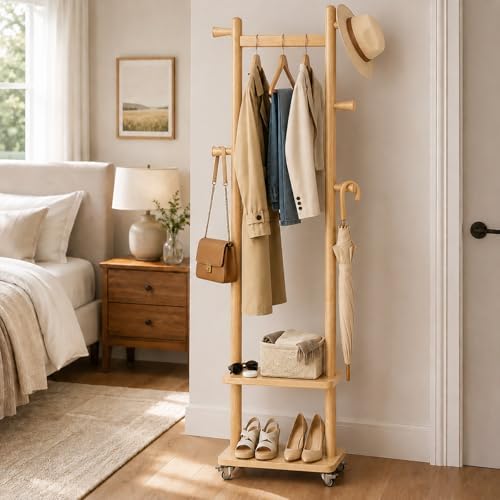 Taitiy Small Clothes Rack Solid Wood Coat Rack Freestanding by Taitiy
