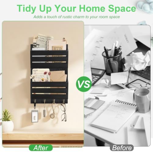 MOOACE Mail Organizer Wall Mount, Wood Mail and Key Holder - Image 7