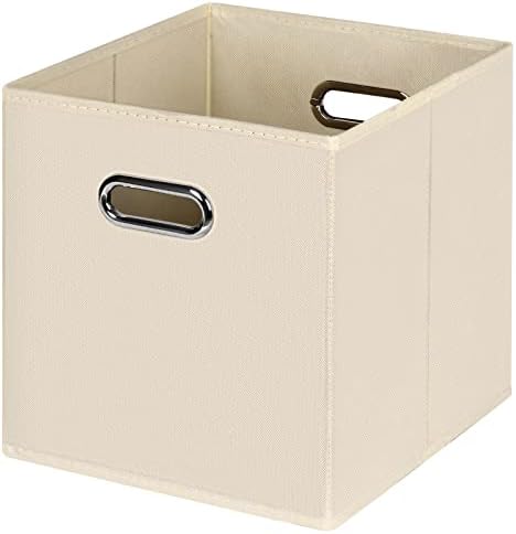 Black Foldable Storage Cubes Bins, Fabric Storage Box Cubes Organizer Baskets by HEAYEEG
