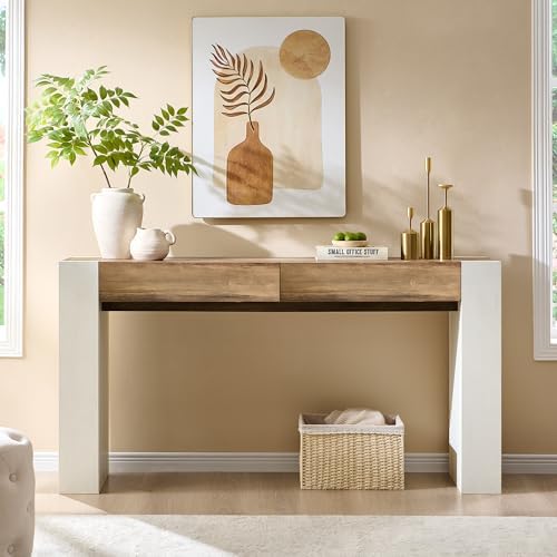 OKD 63" Console Table with Drawers, Thick Block Entryway Table - Image 3